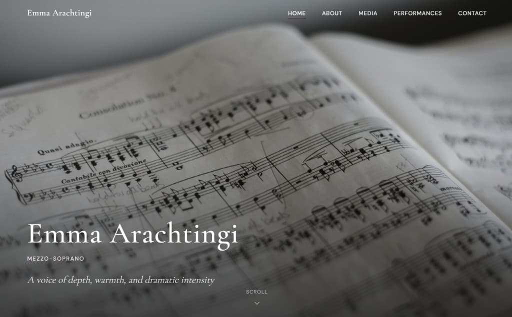 Emma Arachtingi opera portfolio website homepage