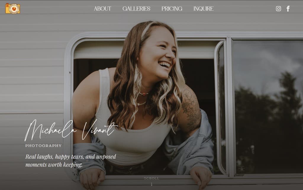 Michaela Vivant Photography website homepage
